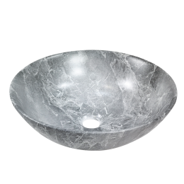 Раковина накладна, кругла 40 см Dokos,сіра, мармуровий ефект, CE-19-707
