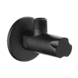 Кран відсікаючий, керамічний картридж, чорний 1/2"х3/8", ZW-49-00C