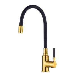 Змішувач для кухні з гнучким виливом, Invena Glamour Gold, золотий, BZ-02-L17