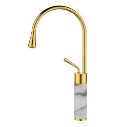 Змішувач для умивальника високий Invena STONE білий/золотий BU-03-W13