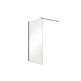 Кабіна walk in AVEO BLACK 120x195: скло прозоре/ чорний профіль / тримачі хромовані, 120 см