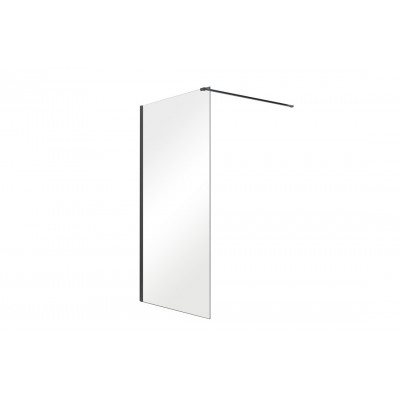 Кабіна walk in AVEO BLACK 120x195: скло прозоре, чорний профіль, тримачі хромовані 120 см Кабіна walk in AVEO BLACK 120x195: скло прозоре, чорний профіль, тримачі хромовані 120 см