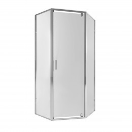 Душова кабіна Leo CRM10995-AC6, 90х90 см, п'ятикутна, скло 6 мм Clear, CalcLess, розпашна, без піддону Qtap