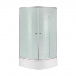 Набір: Душова кабіна Latwa SC80x80.SAT.MID.FR напівкругла, скло Frost 4 мм + Душовий піддон Kapielka ST80x80x26, з панеллю Lidz