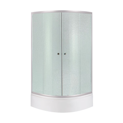 Набір: Душова кабіна Latwa SC80x80.SAT.MID.FR напівкругла, скло Frost 4 мм + Душовий піддон Kapielka ST80x80x26, з панеллю Lidz