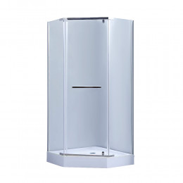 Душова кабіна Dozorca SC90x90.CRM.LOW.TR, п'ятикутна, низький пріддон, скло прозоре 6 мм, на завісах Lidz