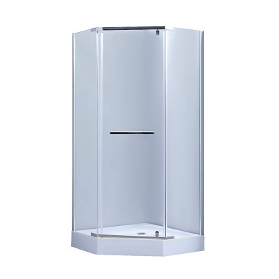 Душова кабіна Dozorca SC90x90.CRM.LOW.TR, п'ятикутна, низький пріддон, скло прозоре 6 мм, на завісах Lidz