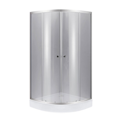 Lidz Набор: Душевая кабина Latwa SC90x90.SAT.LOW.DGR, полукруглая, стекло тонированное 4 мм + Душевой поддон Kapielka ST90x90x14