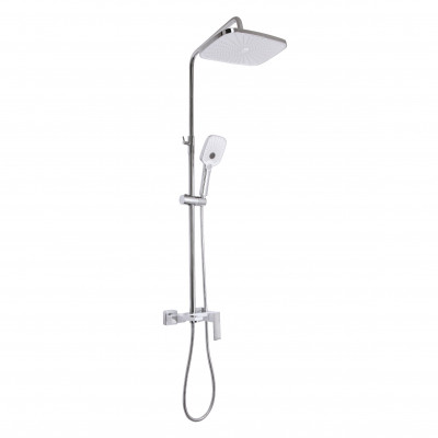Душова система універсальна Gemini, Chrome/White (k35) на три споживачі (з виливом) QTGEM111CRW45687 Qtap