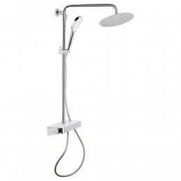 Душова система універсальна Sloup, Chrome/White термостатична, з полицею, на два споживача QTSL57T105VOGC Qtap