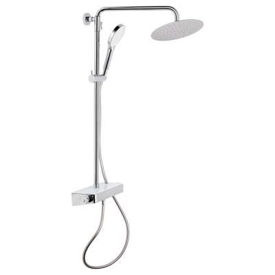 Душова система універсальна Sloup, Chrome/White термостатична, з полицею, на два споживача QTSL57T105VOGC Qtap