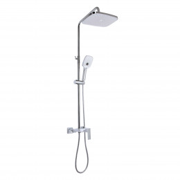Душова система універсальна Gemini, Chrome/White (k35) на три споживача (з виливом) QTGEM111CRW45687 Qtap