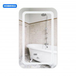 Дзеркало настінне Mideya (MI2) 500х800 мм, прямокутне, з LED-підсвіткою Touch, антизапотіванням, годинником, димером, рег. яскравості Qtap