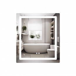 Дзеркало настінне Kubis (KU2) 700х800 мм, прямокутне, з LED-підсвічуванням Touch, антизапотіванням, димером, рег. яскравостіLidz