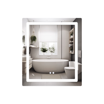 Дзеркало настінне Kubis (KU2) 700х800 мм, прямокутне, з LED-підсвічуванням Touch, антизапотіванням, димером, рег. яскравостіLidz Дзеркало настінне Kubis (KU2) 700х800 мм, прямокутне, з LED-підсвічуванням Touch, антизапотіванням, димером, рег. яскравостіLidz