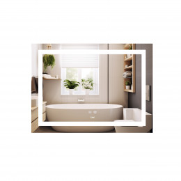 Дзеркало настінне Kubis (KU1) 700х500 мм, прямокутне, з LED-підсвічуванням Touch, антизапотіванням, димером, рег. яскравості Lidz