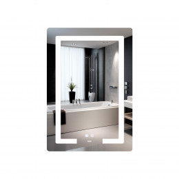 Дзеркало настінне Kubis (KU2) 600х800 мм, прямокутне, з LED-підсвічуванням Touch, антизапотіванням, димером, рег. яскравості Lidz