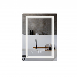 Дзеркало настінне Cardinal (CA2) 600х800 мм, прямокутне, з LED-підсвіткою Touch, антизапотіванням, димером, рег. темп. кольору (3000-6500K), Reverse Qtap