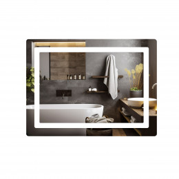 Дзеркало настінне Kubis (KU2) 800х600 мм, прямокутне, з LED-підсвічуванням Touch, антизапотіванням, димером, рег. яскравості Lidz