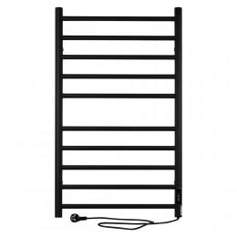 Електрична рушникосушарка настінна Evia, Black 865х530 мм, кругла, з таймером QTEVIBLA11120R Qtap