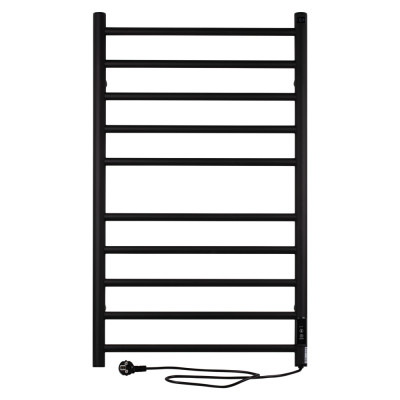 Електрична рушникосушарка настінна Evia, Black 865х530 мм, кругла, з таймером QTEVIBLA11120R Qtap