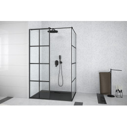 Кабіна walk in EXCEA 120x90x190 скло прозоре / чорний профіль