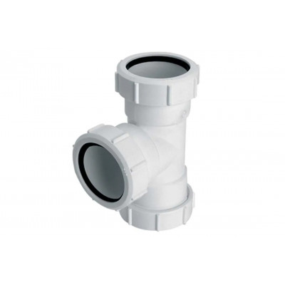 Трійник пластиковий d50 з гайками, 50E-WH Трійник пластиковий d50 з гайками, 50E-WH