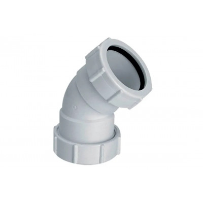 Коліно пластикове 45° ∅32 з гайками 32B-WH Коліно пластикове 45° ∅32 з гайками 32B-WH