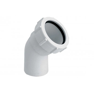 Коліно пластикове 45° ∅40 з гайкою 40D-WH