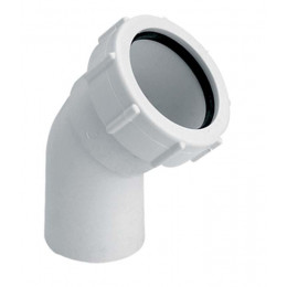 Коліно пластикове 45° ∅50 з гайкою, 50D-WH