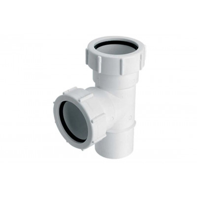 Трійник пластиковий d40 з двома гайками та виходом 40F-WH Трійник пластиковий d40 з двома гайками та виходом 40F-WH