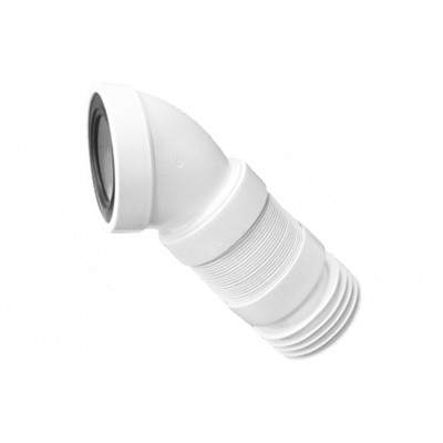 Коліно для унітазу еластичне під кутом 45 з ущільненням L-110 мм WC-CON16F
