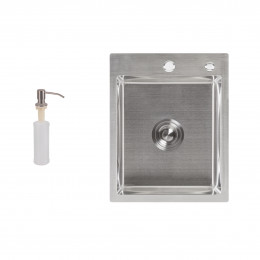 Мийка для кухні інтегрована Handmade H4050 (LDH4050BRU39258) Brushed Steel 3,0/1,0 мм Lidz