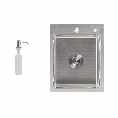 Мийка для кухні інтегрована Handmade H4050 (LDH4050BRU39258) Brushed Steel 3,0/1,0 мм Lidz
