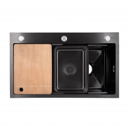 Мийка для кухні інтегрована Handmade H7545B Decor Black PVD Honeycomb 3,0/1,0 мм LDH7545BDECPVD48373 Lidz