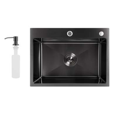 Мийка для кухні інтегрована Handmade H5843B Brushed Black PVD 3,0/1,0 мм LDH5843BRUBLM49443 Lidz Мийка для кухні інтегрована Handmade H5843B Brushed Black PVD 3,0/1,0 мм LDH5843BRUBLM49443 Lidz