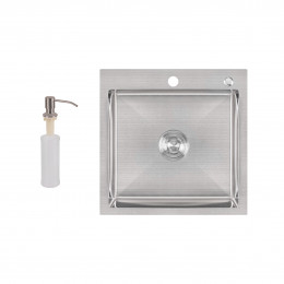 Мийка для кухні інтегрована Handmade H5050 (LDH5050BRU35375) Brushed Steel 3,0/1,0 мм Lidz