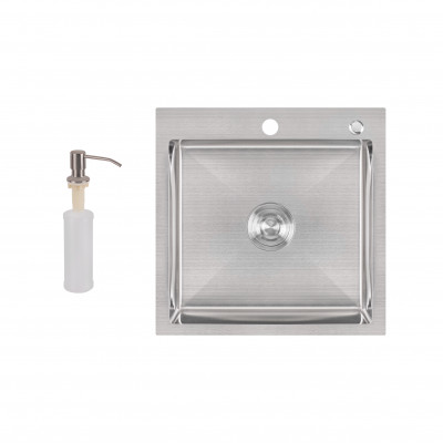 Мийка для кухні інтегрована Handmade H5050 (LDH5050BRU35375) Brushed Steel 3,0/1,0 мм Lidz