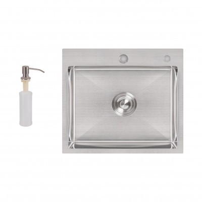 Мийка для кухні інтегрована Handmade H5045 (LDH5045BRU35383) Brushed Steel 3,0/1,0 мм Lidz
