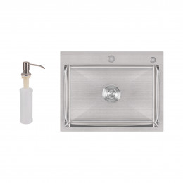 Мийка для кухні інтегрована Handmade H5845 (LDH5845BRU35384) Brushed Steel 3,0/1,0 мм Lidz