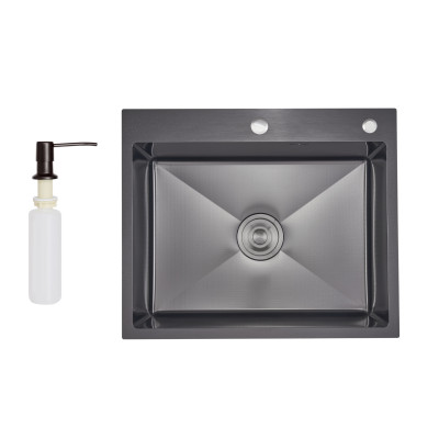 Мийка для кухні інтегрована Handmade H6050HB Decor Black PVD Honeycomb 2,5/0,5 мм LDH6050BDECPVD48371 Lidz