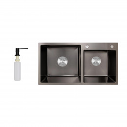 Мийка для кухні H7843 PVD вбудована Black 3,0/1,0 мм Lidz