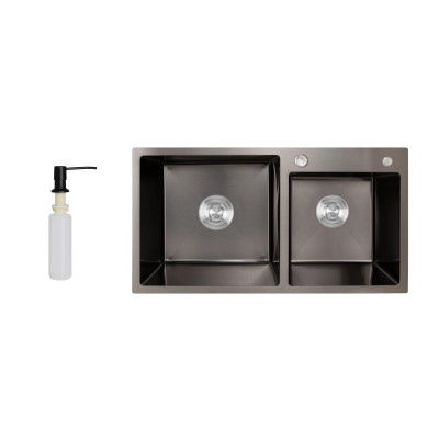 Мийка для кухні H7843 PVD вбудована Black 3,0/1,0 мм Lidz