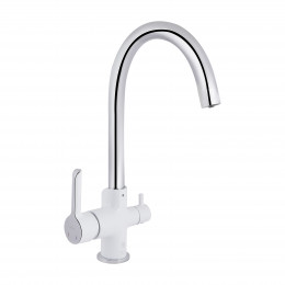 Змішувач для кухні Grand, Chrome/White (k35) з підключенням для питної води QTGRA362CRW45668 Qtap
