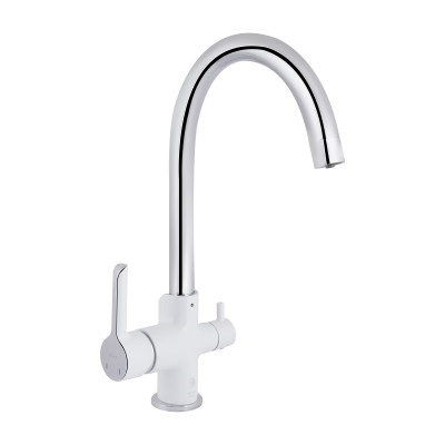 Змішувач для кухні Grand, Chrome/White (k35) з підключенням для питної води QTGRA362CRW45668 Qtap