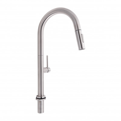 Змішувач для кухні Lenicka, Brushed Nickel PVD (k35) з висувним виливом QTLEN9138103UN Qtap
