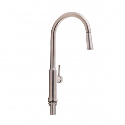 Змішувач для кухні Baruska, Brushed Nickel PVD (k35) з висувним виливом QTBAR9137103UN Qtap
