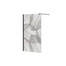 Кабіна walk in LEAFY 110x200 скло прозоре з візерунком, тримач чорний ма 120 см