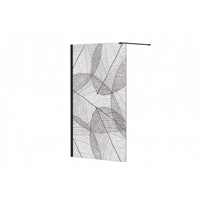 Кабіна walk in LEAFY 120x200 скло прозоре з візерунком, тримач чорний мат 120 см Кабіна walk in LEAFY 120x200 скло прозоре з візерунком, тримач чорний мат 120 см