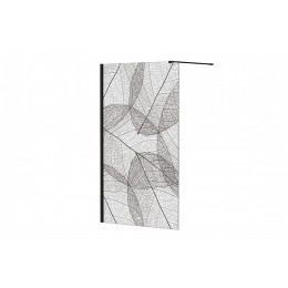 Кабіна walk in LEAFY 100x200 скло прозоре з візерунком, тримач чорний мат 120 см